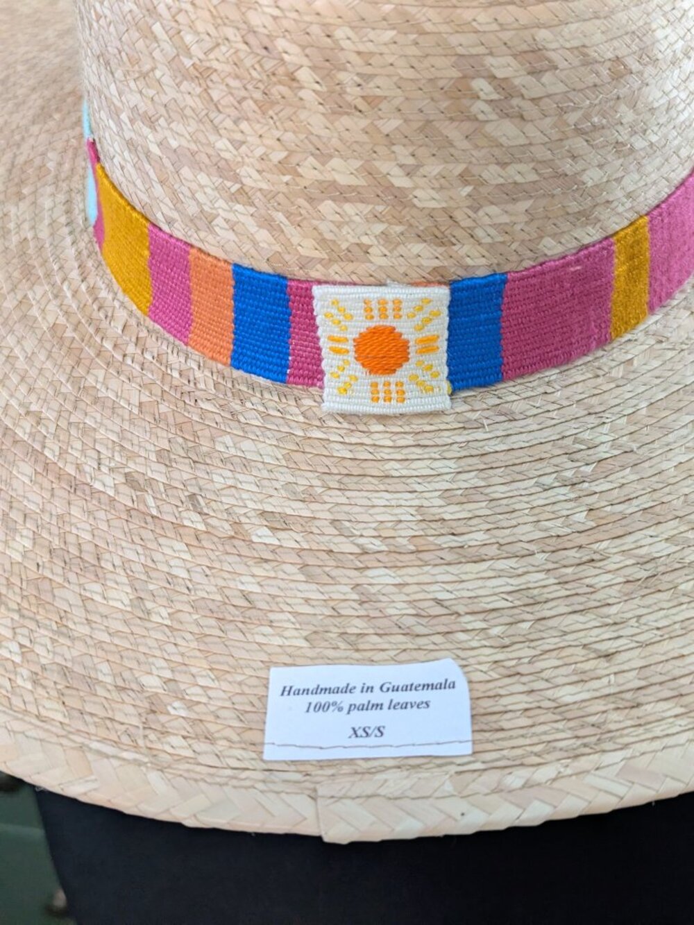 Sunshine Tienda Handmade Palm Leaf Sun Hat with Colorful Beaded/Woven Band - Picture 2 of 5